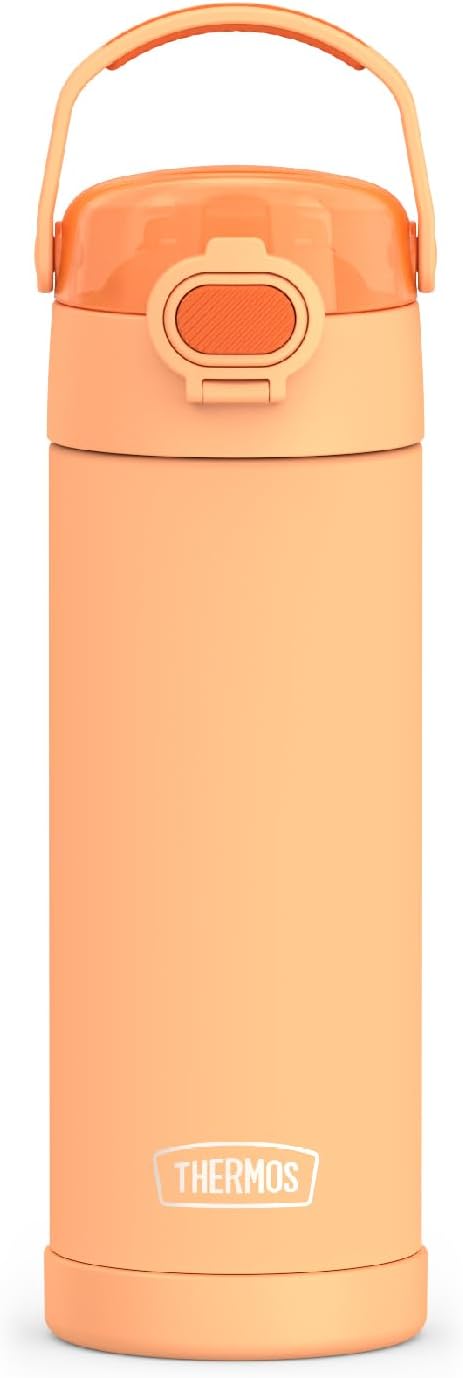 THERMOS FUNTAINER 16 Ounce Stainless Steel Vacuum Insulated Bottle with Wide Spout Lid,Orange,(Pack of 6)