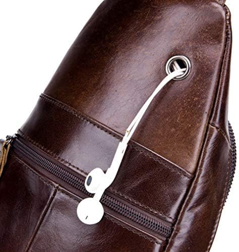 Hebetag Leather Sling Bag Hiking Daypack for Men Women Outdoor Travel Camping Fishing Crossbody Shoulder Chest Pack Backpack, Coffee