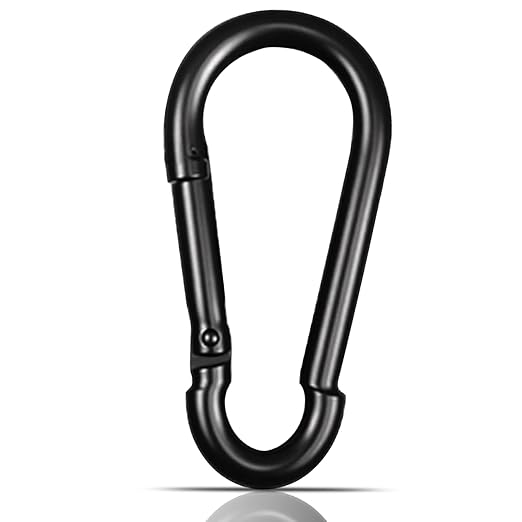 Black Carabiner, Heavy Duty Galvanized Steel Spring Snap Hook Carabiner Clips with 1350LBS Holding Capacity, Ideal for Outdoor, Hammock, Swing and Travel (1PCS M14 5.5Inch)