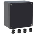 Junction Box IP65 Waterproof ABS Plastic Electrical Project Case Power Junction Boxes, Project Box with 4 PCS M16 Cable Glands 4.72x4.72x2.95 inch (120x120x75mm)
