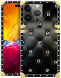 Compatible with iPhone 15 Pro Max Case, Shiny Black Sofa Crystal Luxury Golden Decoration for Girl Women Soft TPU Shockproof Protective Hard PC Back for iPhone 15 Pro Max