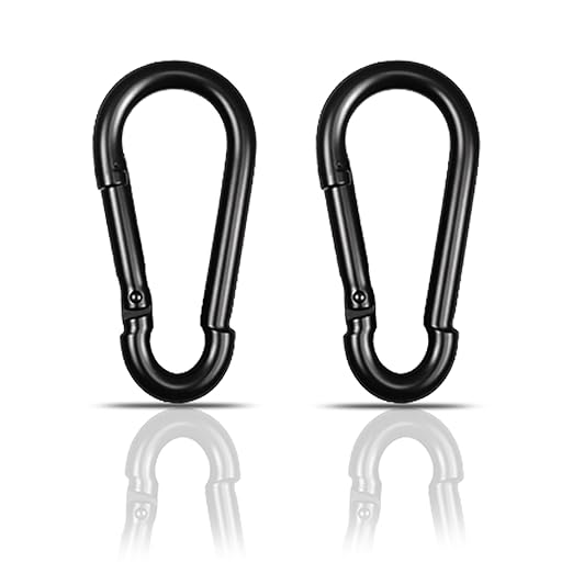 Black Carabiner, Heavy Duty Galvanized Steel Spring Snap Hook Carabiner Clips with 1350LBS Holding Capacity, Ideal for Outdoor, Hammock, Swing and Travel (2PCS M14 5.5Inch)