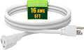 Indoor Outdoor Extension Cord 6 FT, 16/3 SJTW Weatherproof White Electrical Cords, 13 AMP Heavy Duty 3 Prong Power Cable Great for Garden, Landscaping & Holiday Decorations