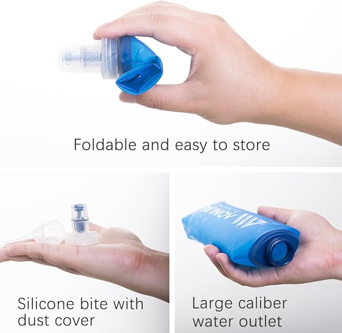 AONIJIE TPU Soft Flask Water Bottle Collapsible Running Flask for Hydration Pack, BPA Free, Wide Opening, for Outdoor Sports Hydration