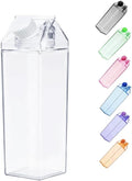 Jinberry 500ml/17Oz Cute Clear Milk Carton Water Bottle Portable Drinkware for Outdoor Climbing Tour or Camping