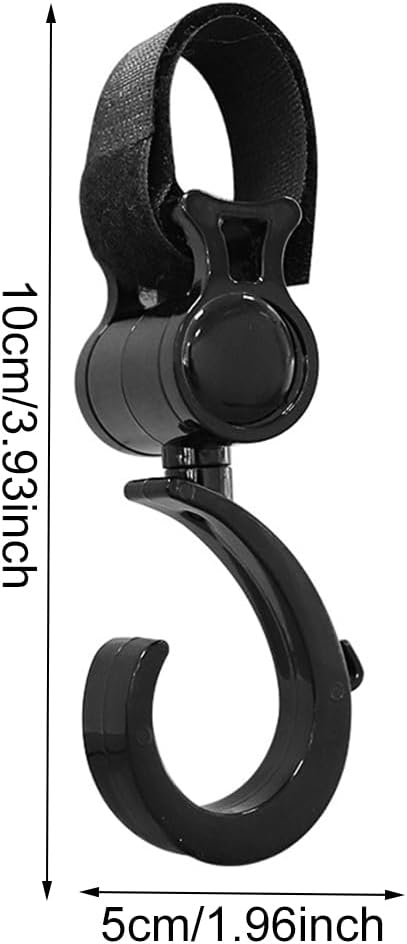 2 Pcs Walker Hook Hanging Multipurpose 360° Rotation Stroller Clip Diaper Bag Hanger for Walker Rollator Crutches Wheelchair Shopping Cart Car Back Seat Purses Bike Wheelchair Pushchair (Open)