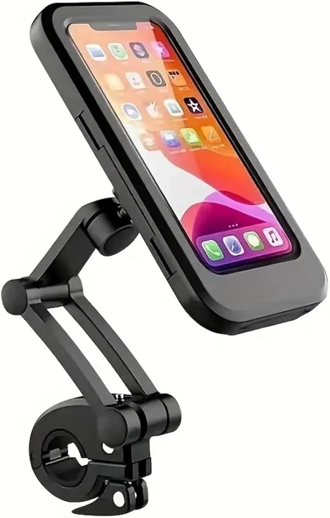 Waterproof Outdoor Sports Bike Phone Mount Case, Bicycle and Motorbike Handlebar Phone Holder with Secure Grip, Shockproof Design, 360 Degree Rotation Adjustable for Smartphones 4 to 6.7 Inches