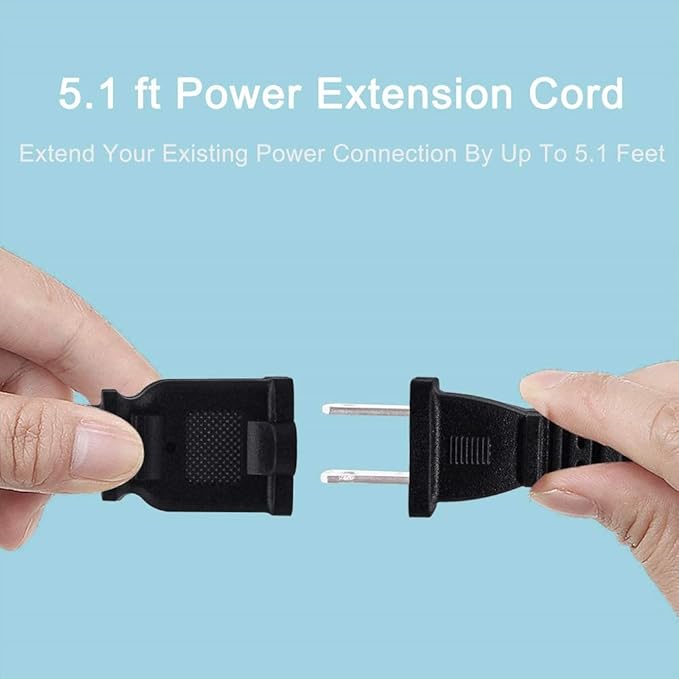 5ft Extension Cord,2 Prong Small and Thin Extension Cords,Male/Female for NEMA 1-15P to NEMA 1-15R Short Extension Cord Indoor (1, Black 5ft)