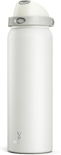 40 oz Insulated Water Bottle with Straw: Meoky Stainless Steel Metal Water Bottle with 2-in-1 Lid - Leak Proof, Cold for 24 Hours, Protective Silicone Base, BPA-Free for Sports Gym, Ivory