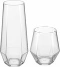 Oojami 48 Pack Diamond Clear Unbreakable Stemless Plastic Glasses 24 9oz Stemless Champagne Flutes & 24 12oz Cups BPA-Free, Disposable, Shatterproof Drinkware for Weddings, Bars, Events, and Parties