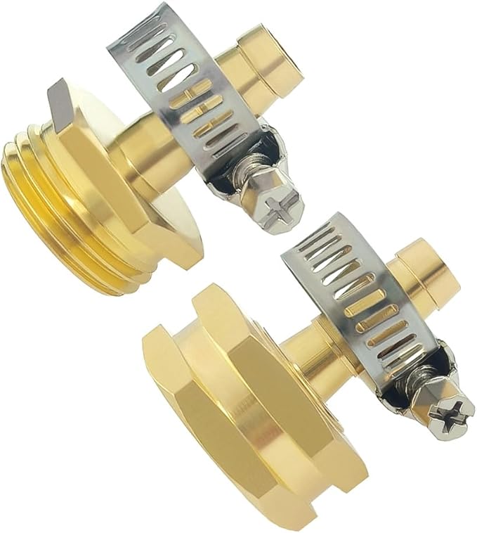 Hooshing 1/2" Garden Hose Repair Kit Male and Female Brass Hose Mender End Repair Connector with Clamps