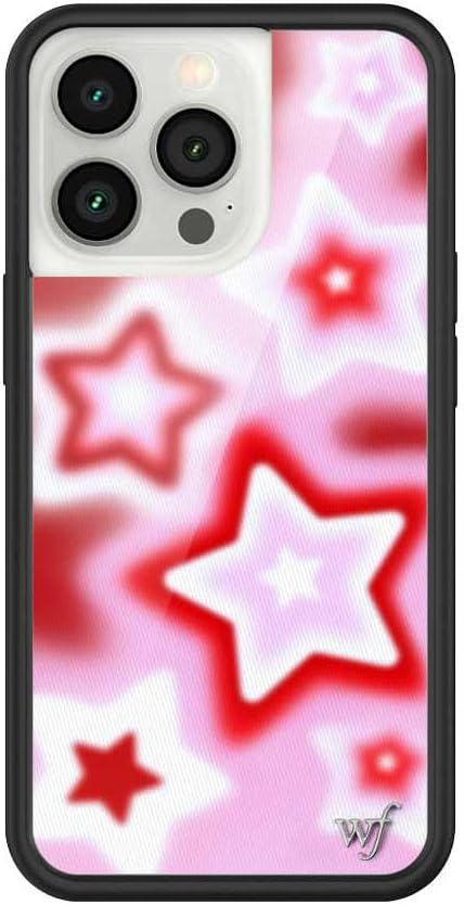 Wildflower Cases - Compatible with iPhone 13 Pro | Protective Black Bumper, 6.5ft Drop Test Certified, Women Owned Small Business | Red Pink White Space Aesthetic Cute Trendy | Red Dream Star
