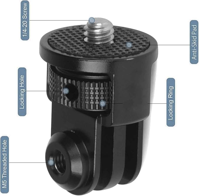 Aluminum Camera Tripod Adapter 1/4"-20 Conversion Adapter Mounts Compatible with Gopro Action Cameras Insta360 and Other Standard 1/4 Accessories, Quarter Inch Mount Adapter (Type DD)