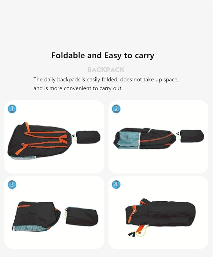 levayhill 25L Foldable Hiking Backpack Lightweight Packable Basic-Daypack Collapsible Bag Water-Resistant Travel Men Women Camping Cycling Outdoor (Black)
