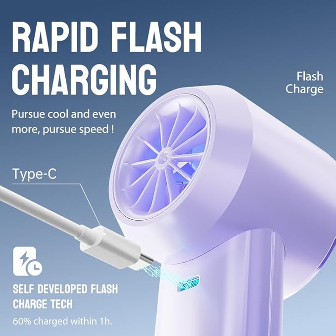 MUXNW Mini Turbo Jet Fan: Portable Small Pocket Handheld Personal Rechargeable Battery Operated USB Charger Keeping Cool In Hot Weather For Travel Beach(purple)