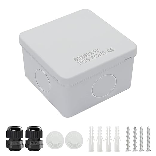 LeMotech Junction Box, Electrical Box IP65 Water Resistant Dustproof ABS Plastic Project Enclosure for Electronics White 3.1 x 3.1 x 1.9 inch