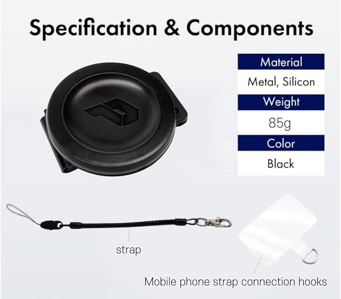 Magnetic Clip Phone Holder with Safety Strap – Hands-Free Mount for Backpack, Harness | Hiking, Delivery, Outdoor Use | MagSafe Compatible (MagSafe Compatible)