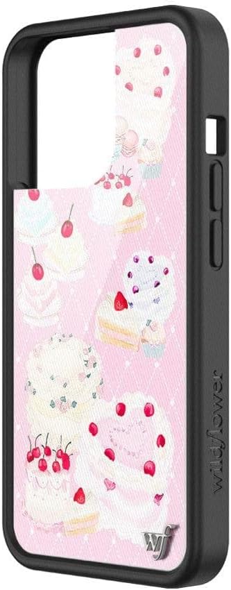 Wildflower Cases - Compatible with iPhone 13 Pro| Protective Black Bumper, 6.5ft Drop Test Certified, Women Owned Small Business | Pink Cherries Birthday Trendy Aesthetic | Sweet Cakes