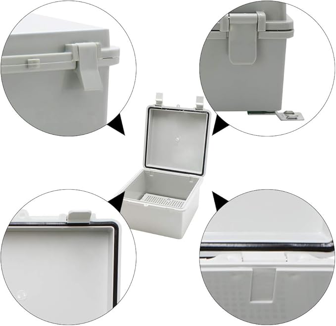 MAKERELE Waterproof Junction Box Outdoor Junction Box ABS Plastic Waterproof Universal Electrical Project Box (Grey Cover, 11.8 * 7.8 * 6.3 Plastic latches)