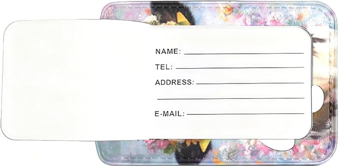 2Pcs Spring Floral Cow Luggage Tags for Suitcases, 2.83x4.53 Cute Farm Animal ID Labels with Privacy Cover, Aesthetic Flower Crown Bag Tags for Backpacks, Mothers Day Travel Gifts, Set of 2