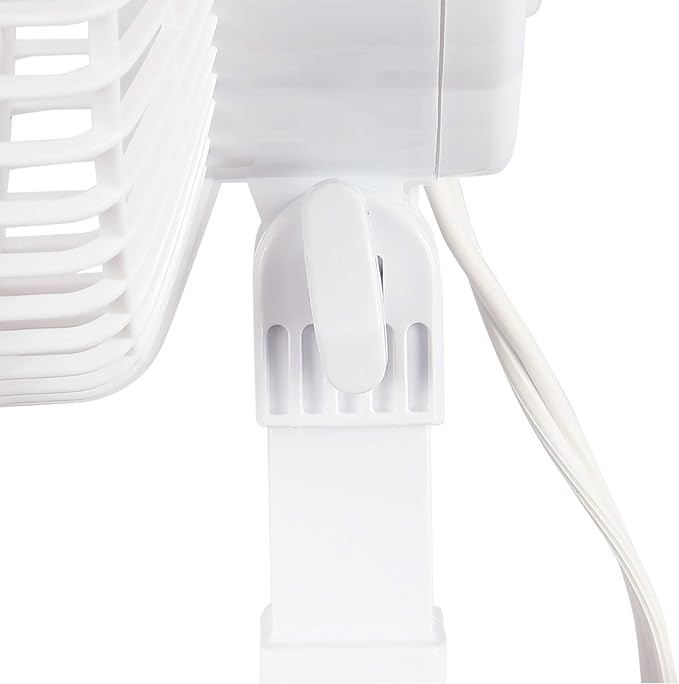 Hurricane Classic 6 Inch Clip Fan, 2 Speed Portable Desk Table Fan with Tilt, White