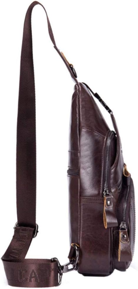 Hebetag Leather Sling Bag Crossbody Backpack for Men Women Outdoor Travel Shoulder Chest Pouch Casual Hiking Pack Casual Daypack