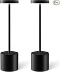 Cordless Table Lamp Set of 2, Rechargeable 5000mAh Battery Operated Outdoor Table Lamps, Portable LED Desk Lamp, 3 Color Dimmable Table Light for Restaurant, Patio, Bedroom, Bedside Night Lamp(Black)