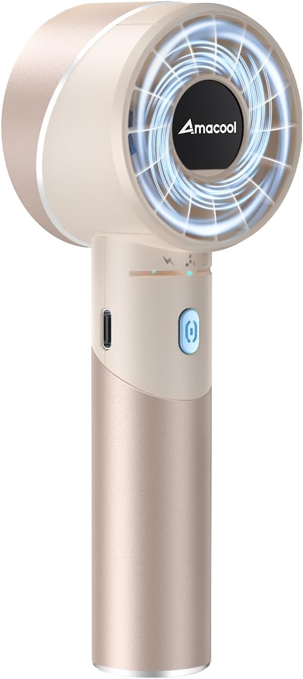 AMACOOL Portable Handheld Turbo Fan, Mothers Day Gifts for Mom Her Women Girl, Cool Metal Body, Rechargeable Battery Personal Fan, Mini Pocket Fans for Camping Outdoor Travel Cruise Makeup Essentials