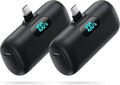 [2 Packs]Mini Portable Charger for iPhone 17/16,5500mAh LCD Display USB C Power Bank,Fast Phone Charging Travel Pocket Size Battery Pack for iPhone 17/17 Pro Max/Air/16/15 Series,Android (Inky+Inky)