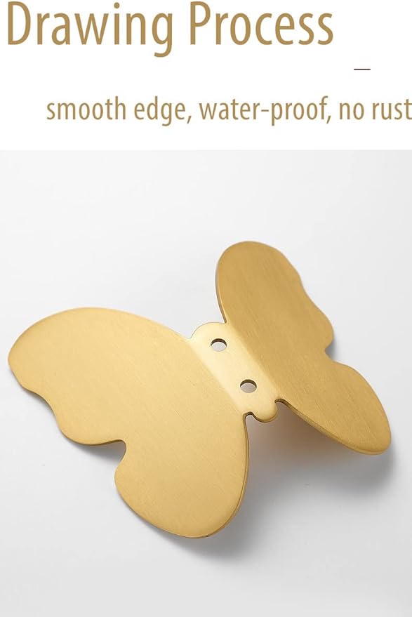 Z metnal Wall Hooks Decorative, Small Modern Gold Brass Hook, Butterfly Bath Towel Hook, Coat Hat Robe Hooks for Girl's Bedroom, Stainless Steel, Wall Mounted, 2 pcs