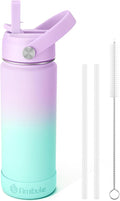 Fimibuke Kids Insulated Water Bottle - 18oz BPA-FREE 18/8 Stainless Steel Kid Cup with Straw Travel Tumbler Leak Proof Double Wall Vacuum Toddler Water Bottle for School Boy Girl (1 Pack,Cotton Candy)