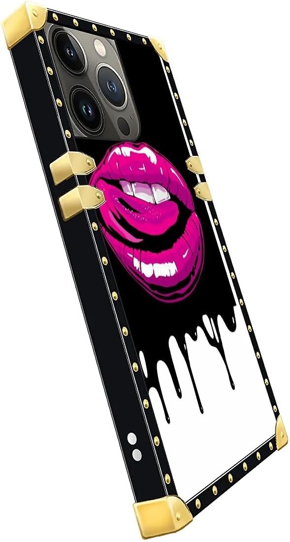 Compatible with iPhone 14 Pro Max Case, Black White Red Slap Sexy Luxury Golden Decoration for Girl Women Soft TPU Shockproof Protective Hard PC Back for iPhone 14 Pro Max