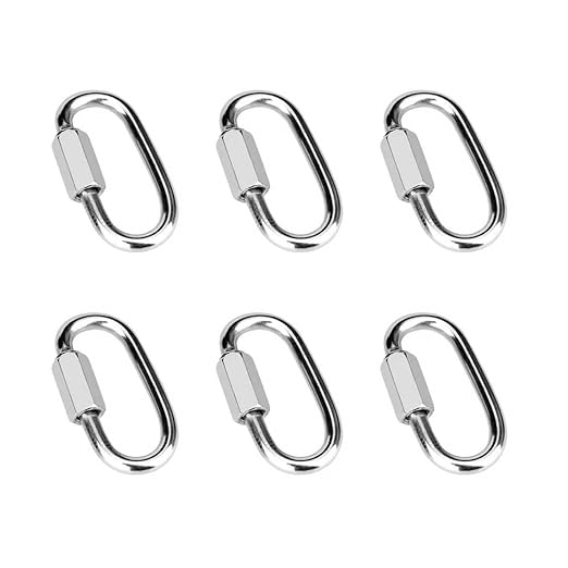 6 Pcs 2 Inch 304 Stainless Steel Screw Chain Quick Links, 650 Lbs Capacity Locking Quick Chain Repair Links, Pets Keychain for Outdoor Traveling Equipment