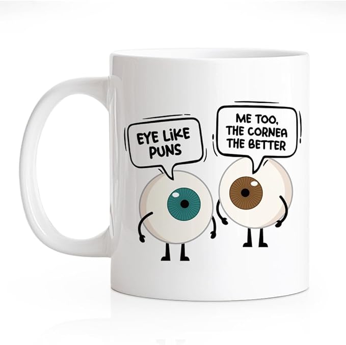 RZHV Eye Like Puns Me To The Cornea The Better 11 Oz Novelty Mug, Funny Coffee Mug for Eye Doctor, Office Thank You Gifts for Optometrist Eye Coworker, Office Gifts for Hosptial Colleague