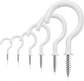 100 PCS Screw in Cup Hooks,6 Size Vinyl Coated Screw Ceiling Wind Chimes Cup Hooks for Hanging Indoor & Outdoor Use(White)