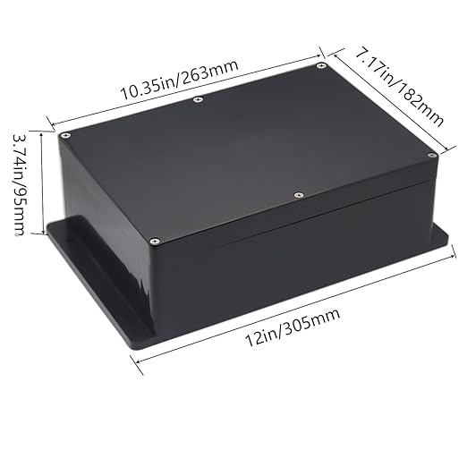 Junction Box IP65 Waterproof ABS Plastic Electrical Project Case Power Junction Boxes, Project Box with Fixed Ear Black 10.35x7.17x3.74 inch (263 x 182 x95 mm)