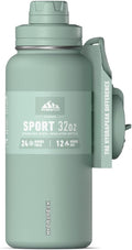 Hydrapeak 32oz Sport Insulated Water Bottle with Straw & Chug Lid, Leak & Spill Proof, Keeps Drinks Cold for 24 Hours, Hot for 12 Hours, Premium Stainless Steel Water Bottles (32oz, Seafoam)