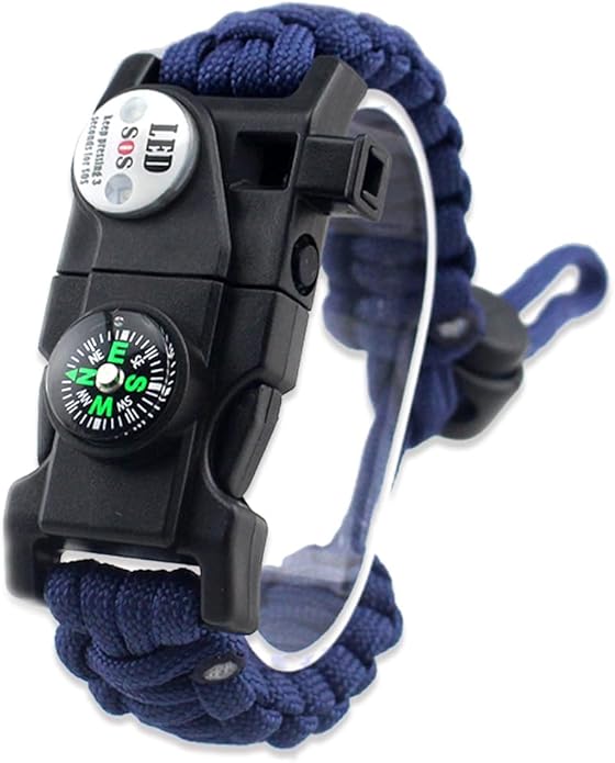 Survival Paracord Bracelet,Fire Starter,Waterproof SOS Light, Compass, Whistle, Adjustable AK87 20 in 1,Outdoor Ultimate Tactical Survival Gear Set,Gift for Kids,Men