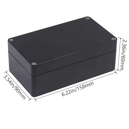 Project Box IP65 Waterproof Junction Box ABS Plastic Black Electrical Boxes DIY Electronic Project Case Power Enclosure 6.22x3.54x2.36 inch (158 x 90 x60 mm)