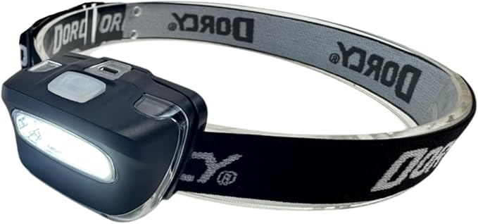 Dorcy 8-LED Adjustable LED Headlight Flashlight with Blinking Red Light Setting and Push Button Switch, Black (41-2095)
