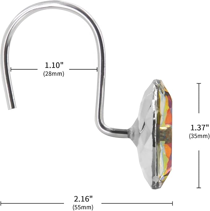 MitoVilla Christmas Shower Curtain Hooks Rings, Colorful Xmas Bling Shower Hooks for Shower Curtain Liner, Multicolor Holiday Decorative Shower Rings for Curtain Accessories and Bathroom Shower Rod