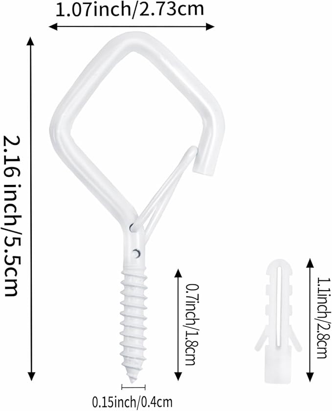 15 Pcs White Eye Hooks Screw Heavy Duty,Ceiling Hooks for Hanging Plants,String Lights,Cup,Wind Chime,Bird Feeders. Plant Hanger Indoor&Outdoor