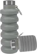 Collapsible Water Bottles,16oz Capacity Portable Reusable Silicone Water Bottle,Leak-proof,with buckle,foldable storage,Lightweight Durable for Fitness,Cycling,Sports,Camping,Hiking (Grey)