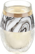 HOST Wine Freeze Cooling Cup, Plastic Double Wall Insulated Freezable Drink Chilling Tumbler with Freezing Gel Wine Glasses for Red and White Wine, Set of 1, 8.5 oz, Black Swirl