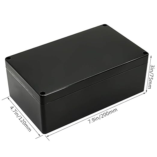 LeMotech ABS Plastic Electrical Project Case Power Junction Box, Project Box Black 7.87 x 4.72 x 2.95 inch (200 x 120 x 75 mm)