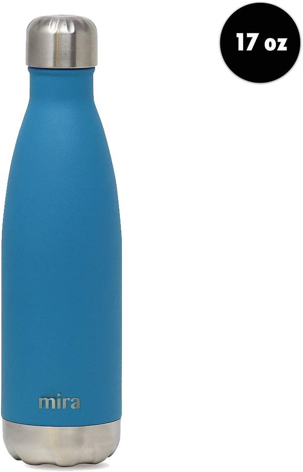 MIRA 17 oz Insulated Water Bottle - Stainless Steel Cola Shaped Double Wall Hot & Cold Flask (24Hr Cold/12Hr Hot) - Hawaiian Blue