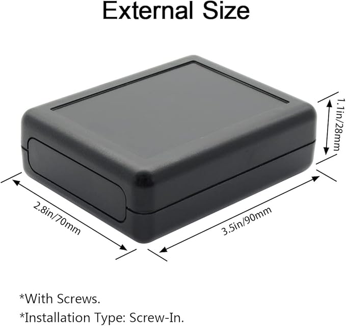 LeMotech Project Box 10 Pieces ABS Plastic Electrical Project Case Small Junction Box for Electronics Black 3.5 x 2.8 x 1.1 inch (90 x 70 x 28 mm)