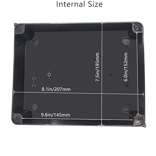 Project Box IP65 Waterproof Dustproof Junction Boxes ABS Plastic DIY Electronic Case, Indoor & Outdoor Electrical Box Power Cord Enclosure Black 255x200x80mm