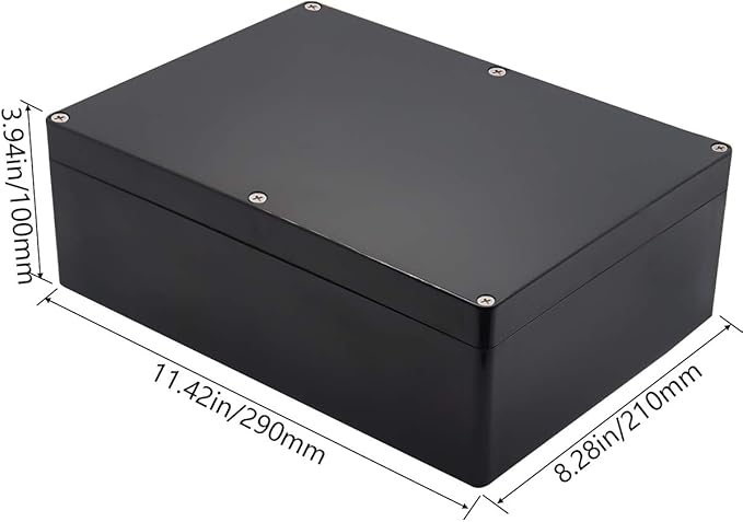 Project Box ABS Black Electrical Boxes IP65 Outdoor Waterproof Box Electronic Junction Box Power Enclosure with Cable Glands for DIY Project 11.42 x 8.27 x 3.94 inch (290x190x100mm)