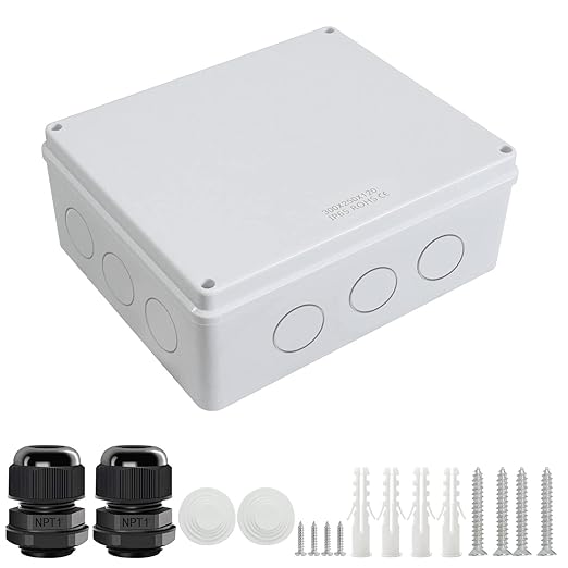 LeMotech Junction Box, Electrical Box IP65 Water Resistant Dustproof ABS Plastic Project Enclosure for Electronics White 11.8 x 9.8 x 4.7 inch